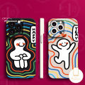 Oil Painting Colorful Line Human Couple Case Compatible for IPhone 16 11 12 13 14 15 Pro Max 7Plus XR X XS Max 7 14 15 8 16 Plus SE 2020 Cute Happy Rainbow Man Angel Eyes Soft Case. 