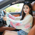 Women Summer Sun Protection Beach Shawl Print Flower Chiffon Sunscreen Riding Arm Shade Scarf Outdoor Cycling Driving Arm Sleeve. 