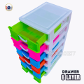 6 In 1 Small Drawer 6 Layer Plastic Multicolor Storage Box For Medicine, Stationary, Cosmetics, Money, Jewelry And Other Small Items (Dimension : 31cm x 17cm x 13.5cm). 