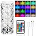Rose Diamond USB Charging Touch Table Lamp - 16 Colors RGB LED Lights With Touch and Remote Control Acrylic Crystal Lamp. 
