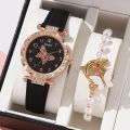 2PCS Set Female New Luxury Ladies Watch Bracelet Set Quartz Wristwatch Women Watch Clock Gift Leather Strap Reloj Mujer. 