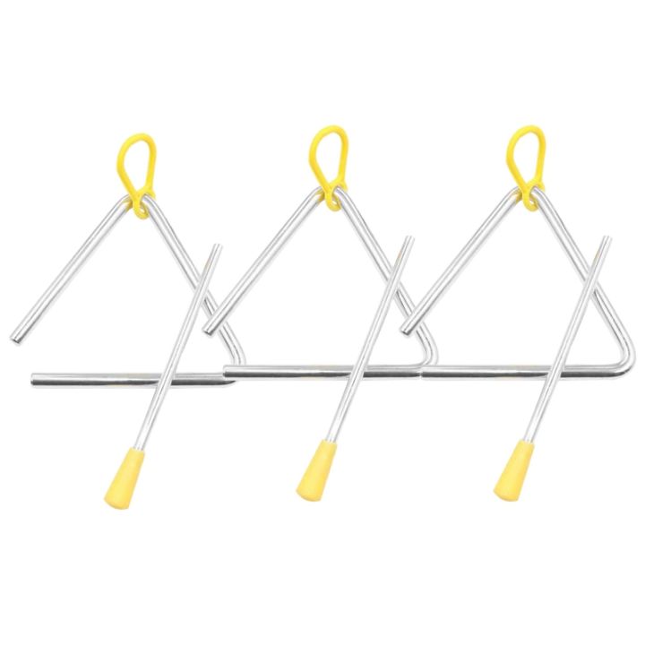 OYPFXMI Music Triangle Instrument Set, Hand Percussion Triangle Children Musical Instrument with Striker 3 Pack Triangle 4 Inch