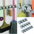 Mop Broom Holder 5 Hooks - Ash Multi-Functional  Holder Wall Mounted Mop Organizer Holder Brush Broom Hanger Storage Rack Kitchen Tool. 