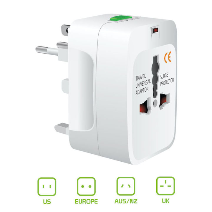 All-in-One International Travel Power Adapter Compact Durable Electricity Adapter with Built-in Surge Protection Shutter Safety and Power Light Indicator Travel Adapter Universal Adaptor Multi Socket Power Charger Electric Power Connector