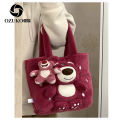 Jianeng Cute Plush Bag Women's Autumn and Winter New Cartoon Strawberry Bear Handbag Niche Sweet Girls' One-Shoulder Bag. 
