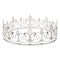 Royal King Crown for Men - Metal Prince Crowns and Tiaras, Full Round Birthday Party Hats,Medieval Accessories (Silver). 