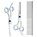 【Dream Sailing Store 】3 Pack Dog Scissors Safety Round Tip, Perfect Stainless Steel Up-Curved Grooming Scissors Thinning Cutting Shears with Pet Grooming Comb for and Cats. 