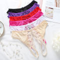 Crotchless Women Thongs G Strings Lace Low- Open Crotch Briefs For Transparent Underwear. 