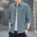 Summer High-End Trendy Versatile 3/4 Sleeve Shirt Men Work Clothes Shirt Loose Short Sleeve Jacket Men. 