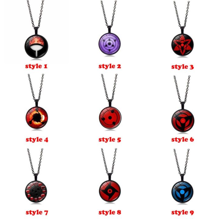 Anime Naruto necklace Akatsuki Sharingan Itachi Kakashi glass pendant necklaces jewelry Halloween cosplay accessories gifts