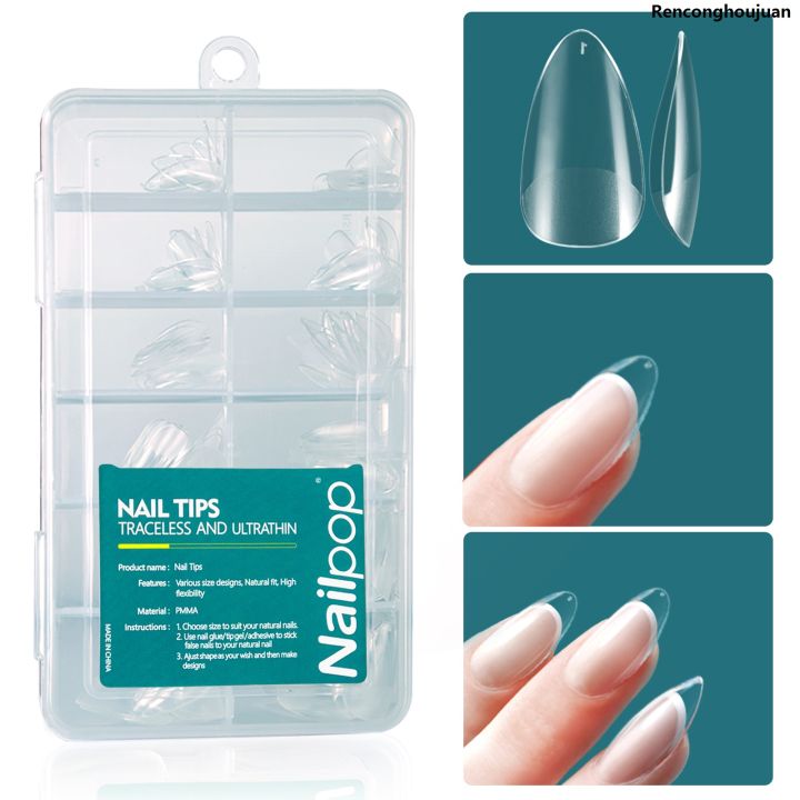 RenconghoujuanFifty percent discount Nailpop Soft Gel Tips for Nails Acrylic Material Short Medium Length Artificial Nail Capsule Accessories and Tools 120pcs/Box