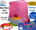 Mosquito Net With Stainless Aluminium (Frame 6x8) for ( Bed Size 7x7 to 7x12 ) Durable 1 Quality Fabric 20 Years Frame Warranty. 
