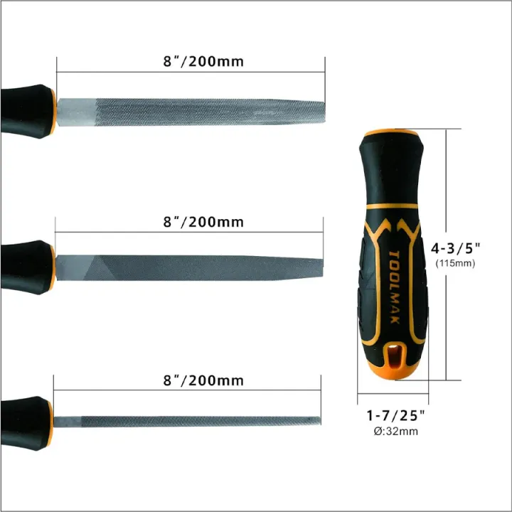 Metal%20File%20Set%203%20PCS%208%20Inch%20Steel%20File%20Set%20Flat/Round/Half%20Round%20with%20Comfortable%20Bi-material%20Handle%20Made%20of%20Drop-Forged%20and%20Heat-Treated%20T12%20High-Carbon%20Steel%20-%20Toolmak%20-%20Image%204