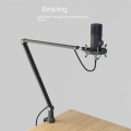 Microphone boom arm with table mount, 360° swivel, adjustable for podcasting, video games, radio and studio audio. 