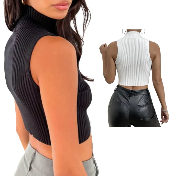 Yfashion%20Sleeveless%20Mock%20Turtleneck%20Tank%20Top%20For%20Women%20Y2K%20Ribbed%20Knit%20Slim%20Fit%20Solid%20High%20Neck%20Cropped%20Cami%20Top%20-%20Image%207