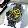 Fashion Mens Car Wheel Watches Luxury Stainless Steel ROTATE. 