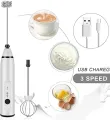 Rechargeable Hand-Held Electric Milk Frother Coffee Stirrer Egg Beater. 