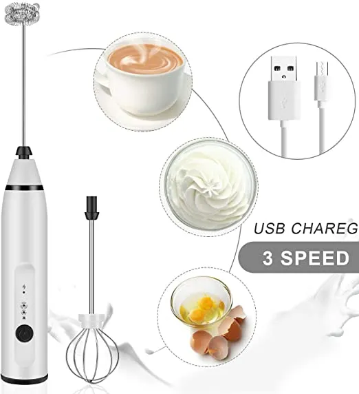 Rechargeable Hand-Held Electric Milk Frother Coffee Stirrer Egg Beater