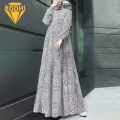 Women Abaya Vintage O Neck Maxi Dress with Long Sleeve A-line Big Hem for Women Soft Patchwork Dubai Turkey Abaya Long Robe Dress. 