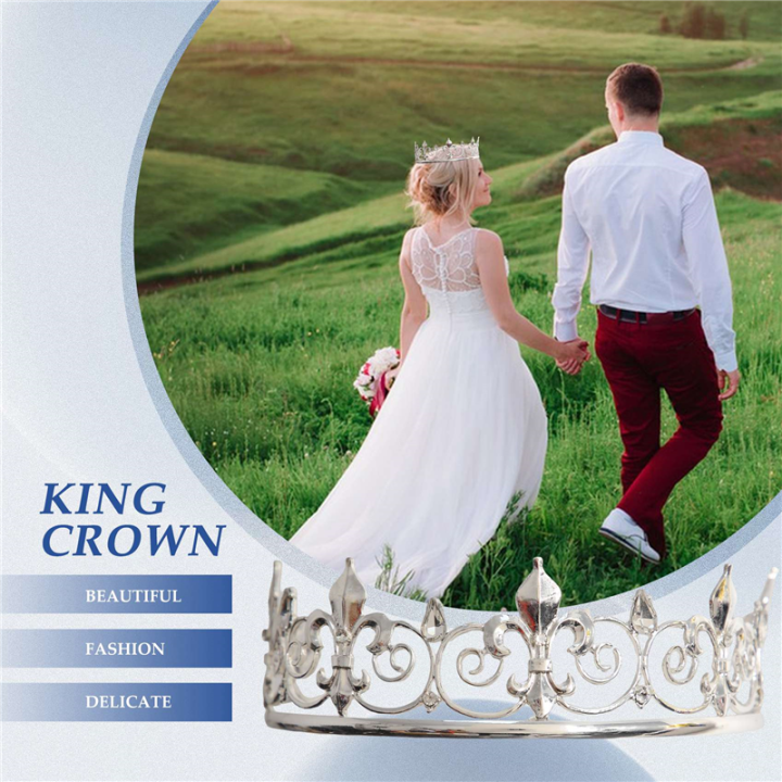 Royal%20King%20Crown%20for%20Men%20-%20Metal%20Prince%20Crowns%20and%20Tiaras,%20Full%20Round%20Birthday%20Party%20Hats,Medieval%20Accessories%20(Silver)%20-%20Image%205
