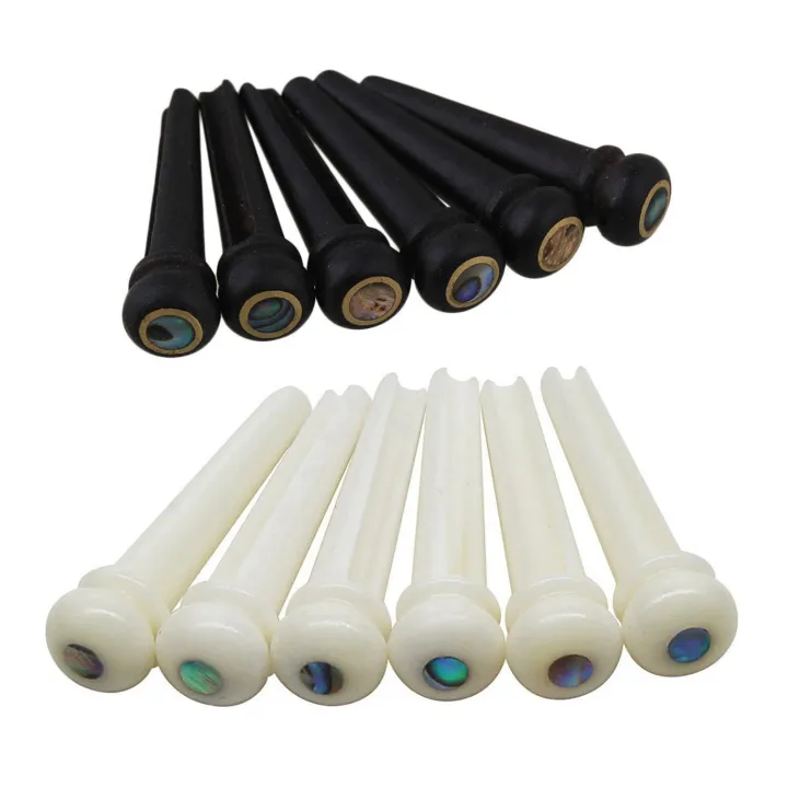 6x Unbleached Acoustic Guitar Bone Bridge Pins W/ Abalone Shell - Foto 3
