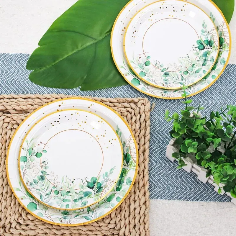 Green Paper Plates Sage Green Dinnerware Theme Greenery Party
