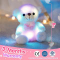 22cm Luminous Bear Teddy Stuffed Doll with LED Cute Animal Soft Plush Toy Nightlight Glow Bear Sensory Toys Gift for Kids. 