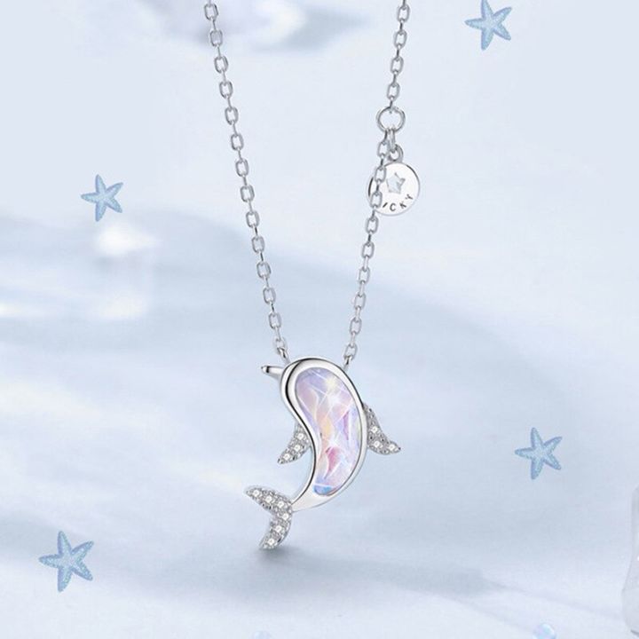 VOQ Silver Color Jewelry Dolphin Charm Box Chain Pendant Necklace Women Wedding Party Gifts