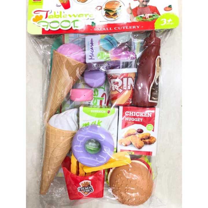 Simulation Fast Food Toys Burger Set Ice Cream Set Pretend Play Set For Kids