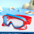 Kids Big Frame Swimming Goggles With Earplugs Children's Anti-fog Swimming Glasses Boys Girls Pool Beach Eyewear Swim Goggles. 