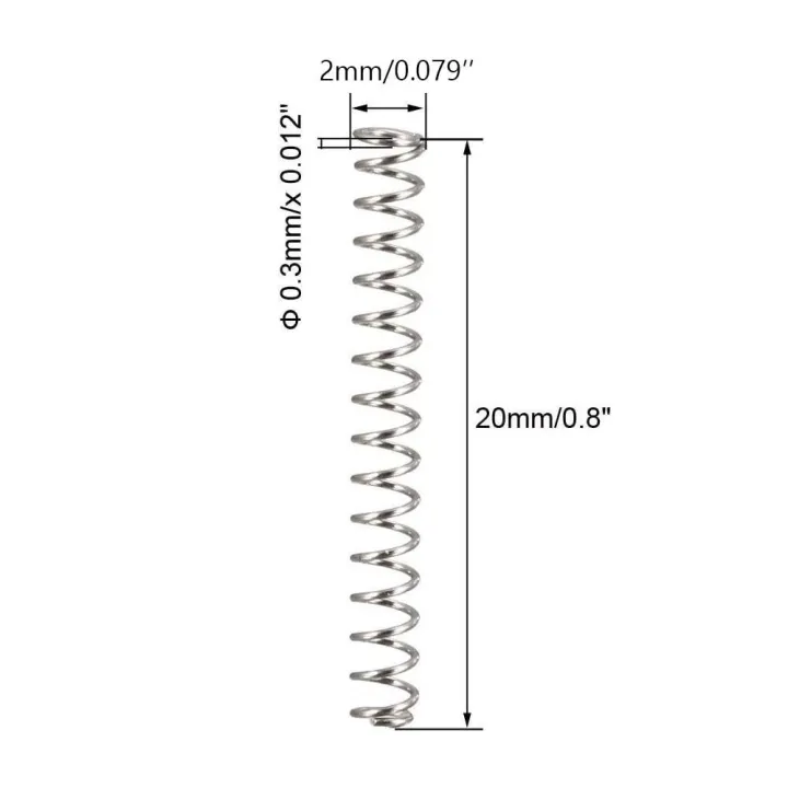 10Pcs%20Durable%20Stainless%20Steel%20Compression%20Spring%2020mm%20Free%20Length%200.3mm%20Wire%20Dia%20Spring%20Steel%20Coil%202mm%20OD%20Silver%20Tone%20Telescopic%20Spring%20Home%20Projects%20-%20Image%209