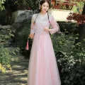 Women's Costume Improved Hanfu Fairy Elegant Ancient Style Chorus Dance Costume Cross Collar Waist Dress Full Set Summer. 