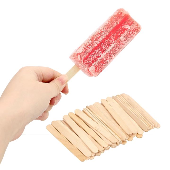 100 Wooden Craft Stick Paddle Popsicle Stirrers Summer DIY Ice Cream Sticks-50