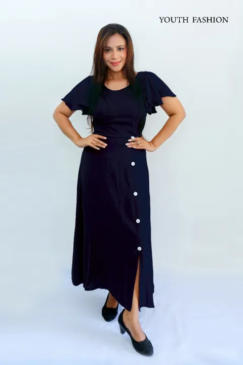 Plain%20Side%20Button%20Long%20Frock%20-%20Image%205