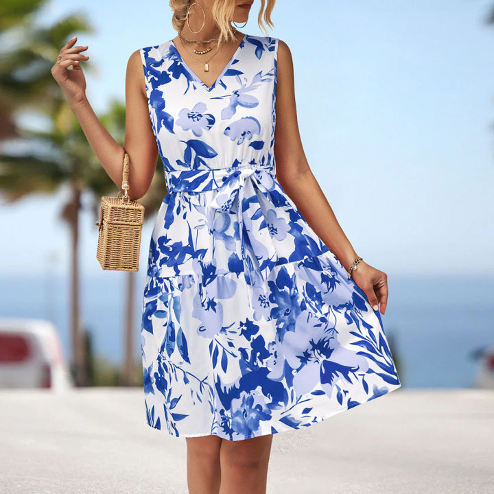 Yfashion%20Women%20Floral%20Dress%20Sleeveless%20V%20Neck%20High%20Waist%20A%20Line%20Dress%20Flowy%20Swing%20Shift%20Dresses%20With%20Belt%20-%20Image%207