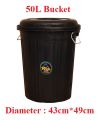 50 L Ecofriendly Durable Plastic Bucket Open Top Container with Lid and STEEL Handle Strong. 