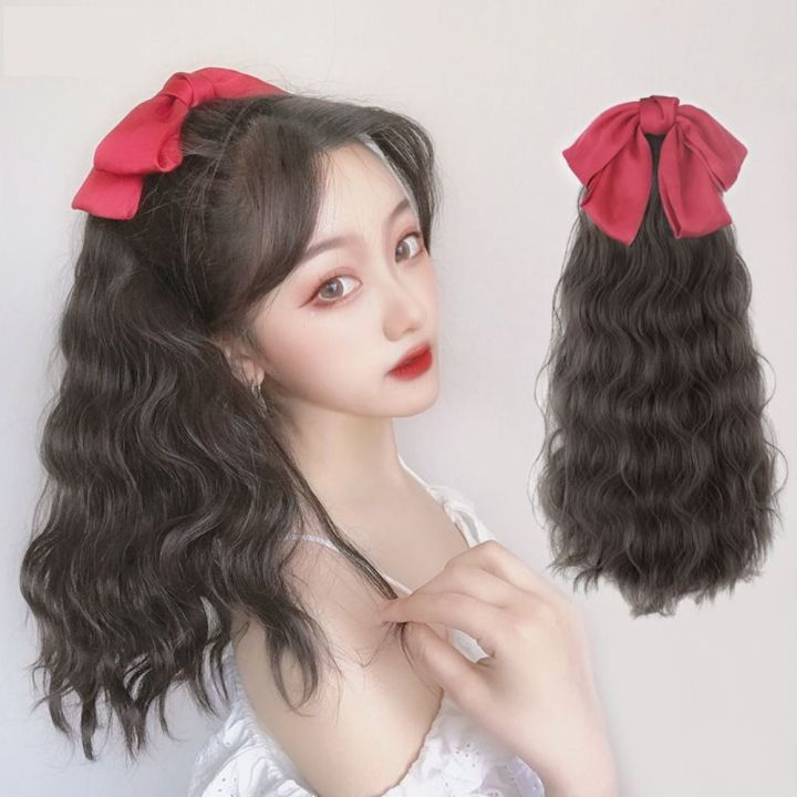 Wig,%20bow,%20ponytail,%20long%20wavy,%20everyday,%20soft,%20party,%20synthetic,%20natural,%20hairy,%20feminine%20curls,%20red%20knot,%20ponytail,%20bow,%20vintage%20wig%20-%20Image%208