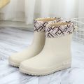 Women's Fashion Four Seasons Universal Waterproof Shoes Rain Boots Non-Slip Warm Work Kitchen Women's Rain Boots Mid-Calf Rubber Boots. 