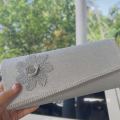 Gold Flower logo Silver Color Wedding Lady Satin Bags Lace chain Shoulder Bag Purse Party Girl Handbags. 