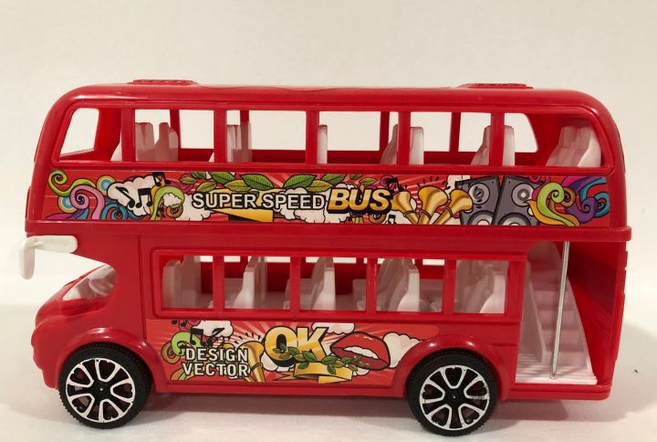 TOY DOUBLE DECKER BUS/ TOY DOUBLE DECKER BUS FOR KIDS / PLASTIC TOY DOUBLE DECKER BUS(F_loverS)