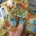 pokemon cards golden Metal Pokemon Cards Charizard Iron Cards Pikachu Arceus Mewtwo Lucario Eevee Shiny Letters Vstar Vmax Spanish Gold Card GameParty Games Crafts. 