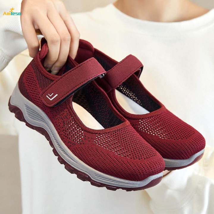 Women Mesh Sneakers, Sports Shoes, Lightweight Flats Walking Shoe