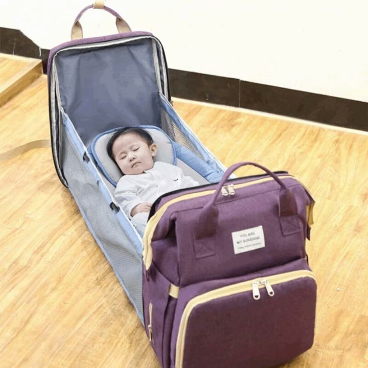 Portable Foldable Large Capacity Baby Diaper Bag Bed Aluminum