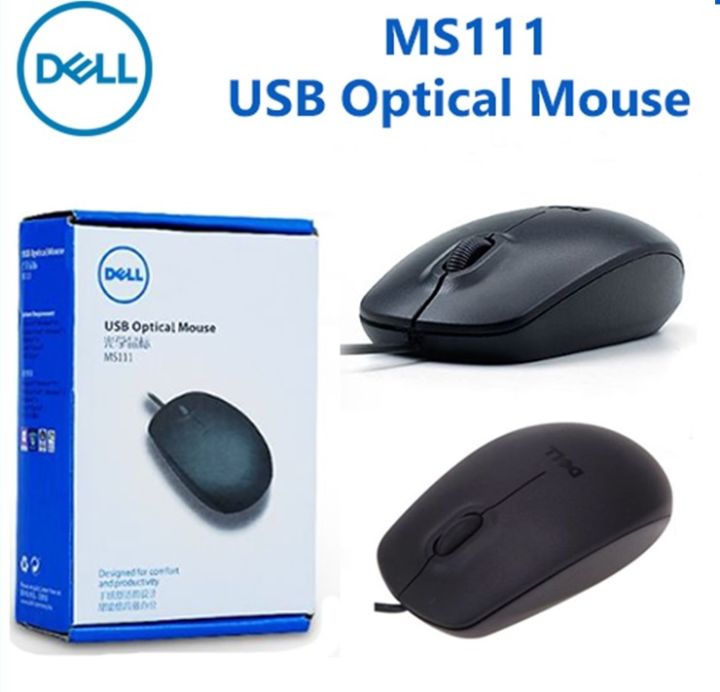 Dell Black Wired / Cable USB Optical Mouse MS111 135990509 TecZone LK