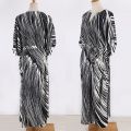 【ZIME】Zebra Print Maxi Dress With Belt Women's Black And White Stripes Print Waist Sash Long Kaftan Trendy Simple Style Elegant Gown Quick Drying Materials Swimsuits Beach Wear. 