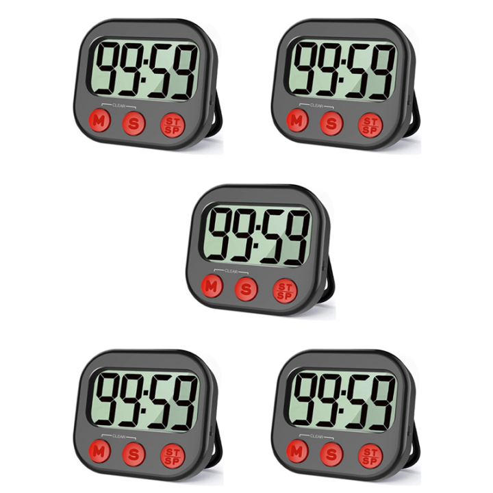 5X Kitchen Timer, Digital Visual Timer Magnetic Clock Stopwatch ...