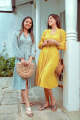 Kate Pleated Midi Dress Yellow. 