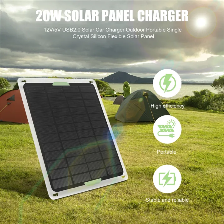 20W%20Solar%20Panel%2012V/5V%20USB2.0%20Car%20Charger%20Monocrystalline%20Silicon%20-%20Image%203
