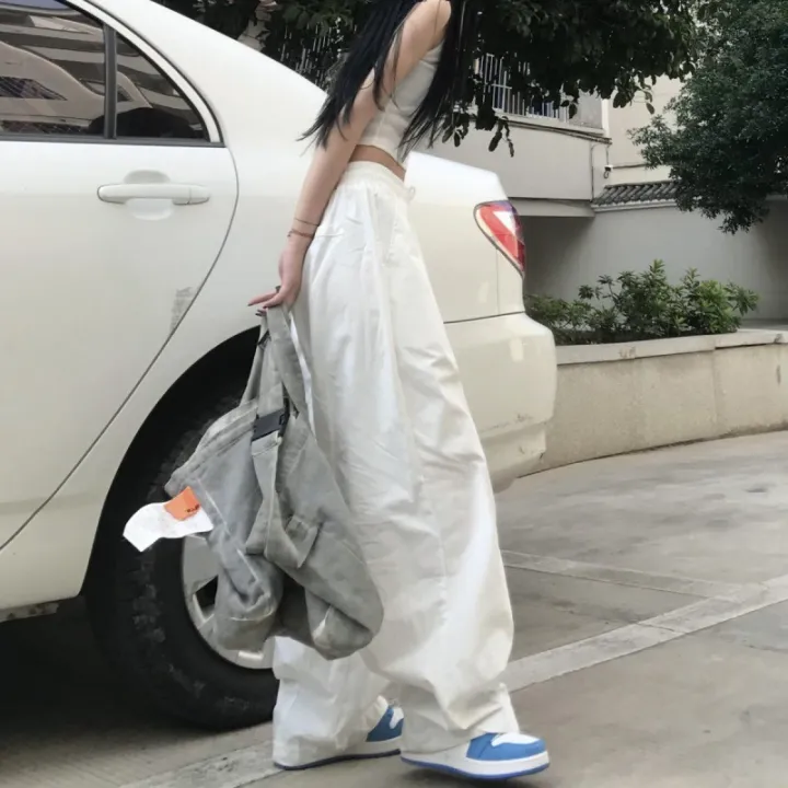 White%20Pants%20Overalls%20Casual%20Mopping%20Trousers%20Women's%20Spring%20and%20Autumn%20Straight%20Wide%20Leg%20Pants%20Loose%20Sports%20High%20Waist%20-%20Image%205