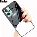 Linman Biruiqu For Oneplus Nord CE 2 Lite 5G Shockproof Starry CLuxury olorful Tempered Glass Back Soft Silicone Edge Case Cover. 